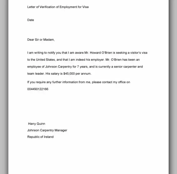 Proof of Employment Letter Samples 15