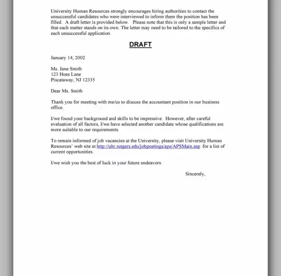 Professional Rejection Letter Template 06