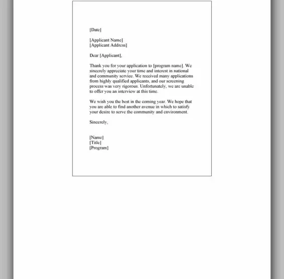 Professional Rejection Letter Template 09