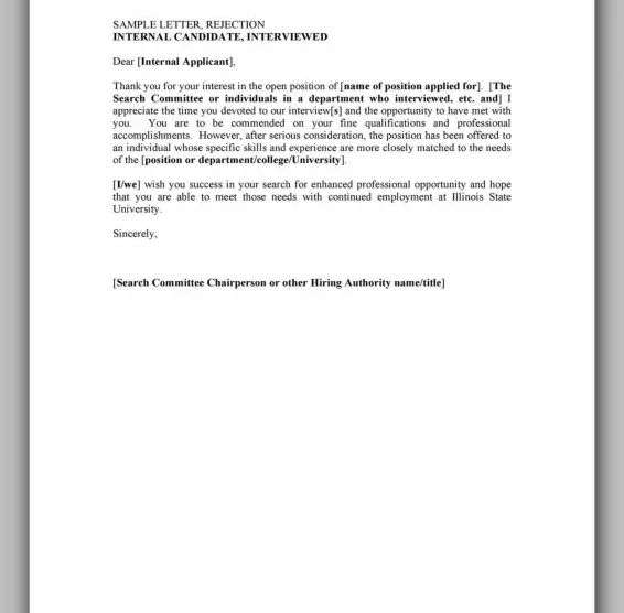 Professional Rejection Letter Template 11