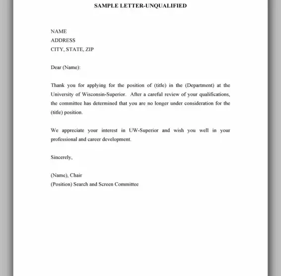 Professional Rejection Letter Template 16