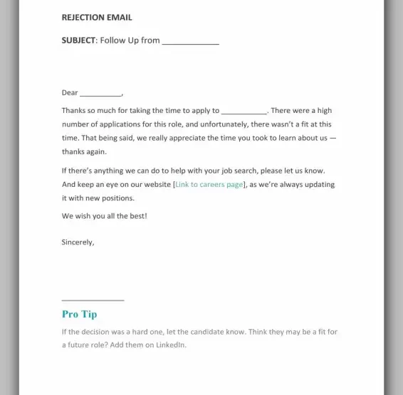 Professional Rejection Letter Template 19