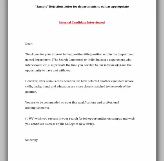 Professional Rejection Letter Template 23