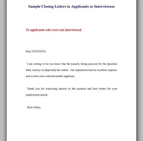 Professional Rejection Letter Template 26