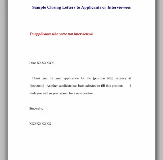 Professional Rejection Letter Template 27