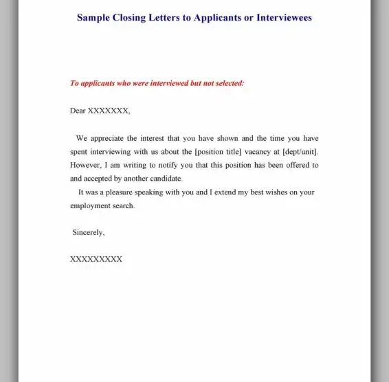 Professional Rejection Letter Template 30