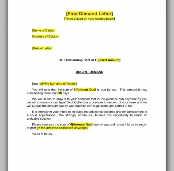 example of demand letter 10