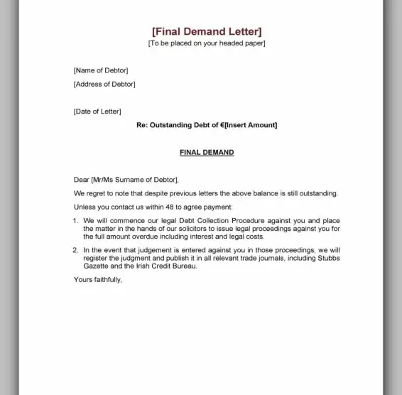 example of demand letter 30