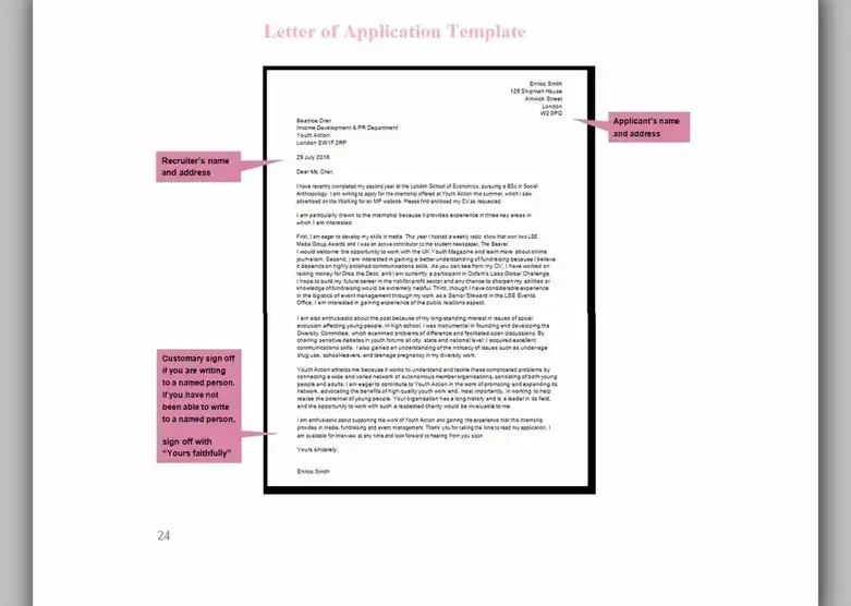 letter of Application Template Word 10