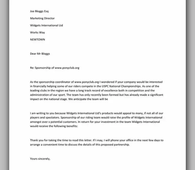 Sponsorship Letter Template For Donations 17