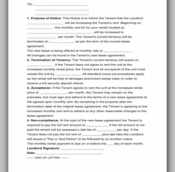 Rental Increase Forms 10